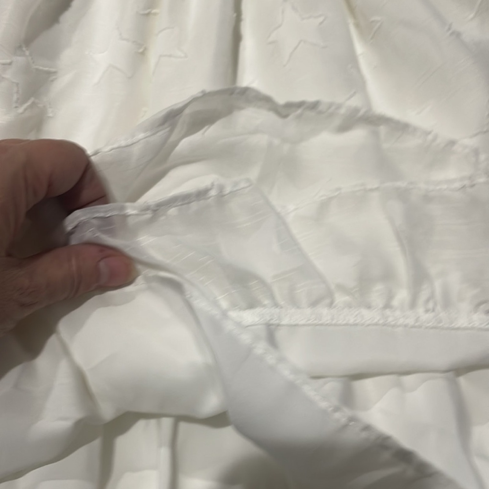 Pippa & Julie 5 White On White Stars Dress Lined Blue Flower At Waste Nwt — image 5 of 8